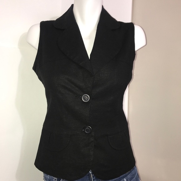 Urban Behaviour Classic Black Buttoned Blazer Vest - Picture 3 of 11